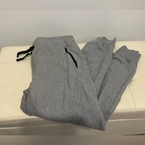 Gray Drawstring Waist Zip Pockets Joggers Mens Size Large